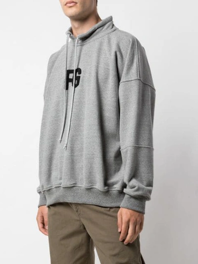 Shop Fear Of God Drawstring Collar Sweatshirt In Grey