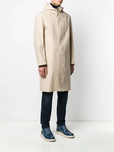 Shop Mackintosh Chryston Hooded Coat In Neutrals