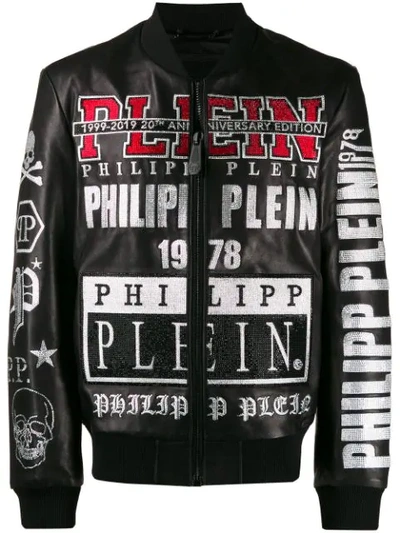 Shop Philipp Plein Logo Bomber Jacket In Black