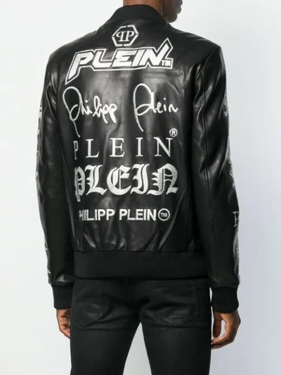 Shop Philipp Plein Logo Bomber Jacket In Black