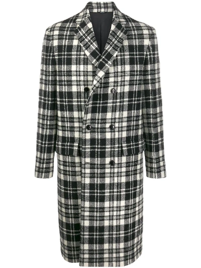 Shop Oamc Boxy Fit Checked Coat In Black