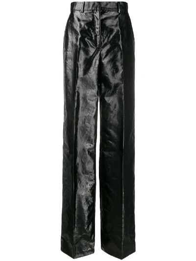 Shop Olivier Theyskens High-waist Crinkled Trousers In Black