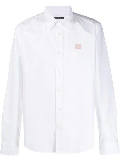 Shop Acne Studios Face-patch Slim-fit Shirt In White