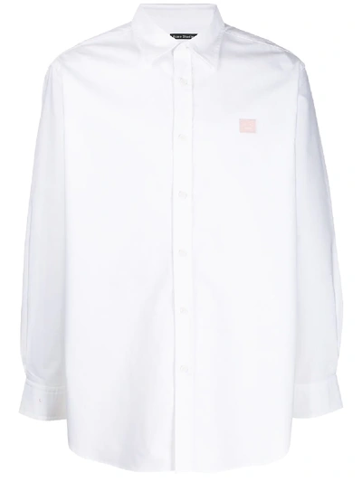 Shop Acne Studios Face-patch Oversized Shirt In White