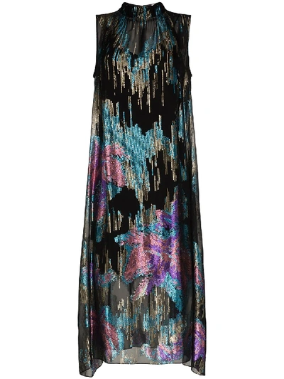 Shop Peter Pilotto Sequinned Sleeveless Midi Dress In Blue