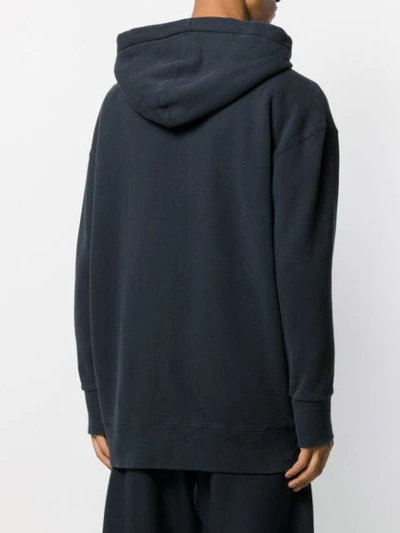 Shop Maison Kitsuné Embroidered Logo Hoodie In Blue