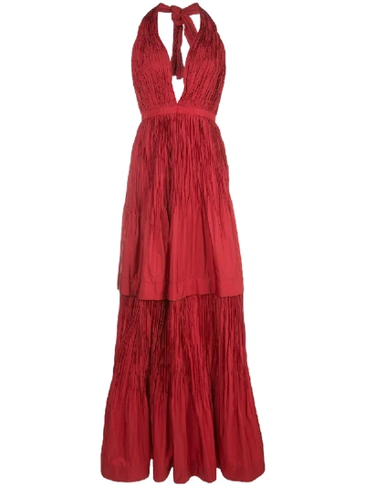 Shop Alexis Tressa Halterneck Gown In Red