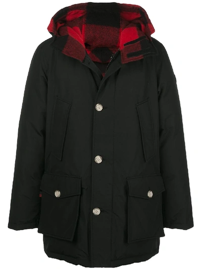 Shop Woolrich Reversible Woolen Parka Coat In 黑色