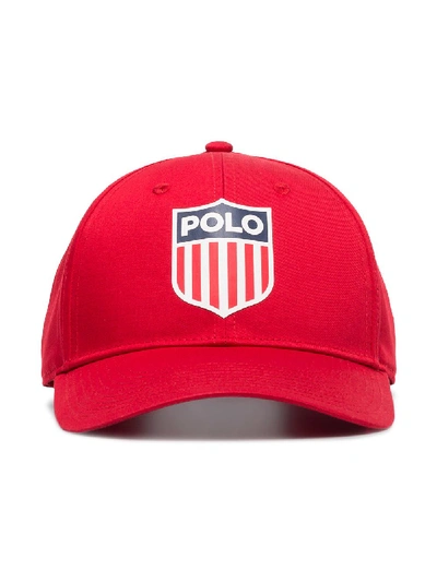 Shop Polo Ralph Lauren Usa Logo Cap In Red