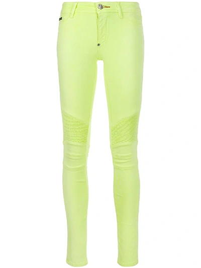 Shop Philipp Plein Skinny Biker Jeans In Yellow