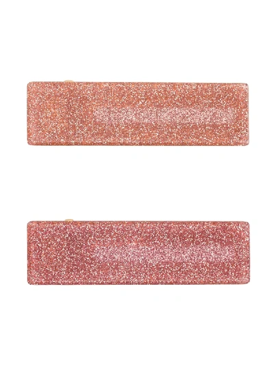 Shop Valet Studio Clementine Glittered Hair Clips In Pink