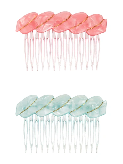Shop Valet Studio Melody Hair Comb Set In Blue