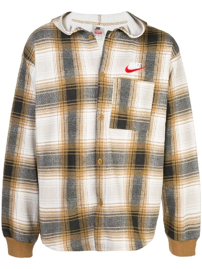 Supreme X Nike Plaid Hooded Sweatshirt In 白色 | ModeSens