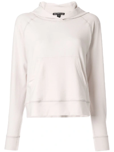 Shop James Perse Kangaroo-pocket Hoodie In White