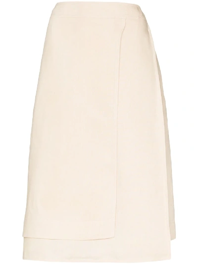 Shop Jil Sander Maeve Linen Wrap Skirt In Neutrals