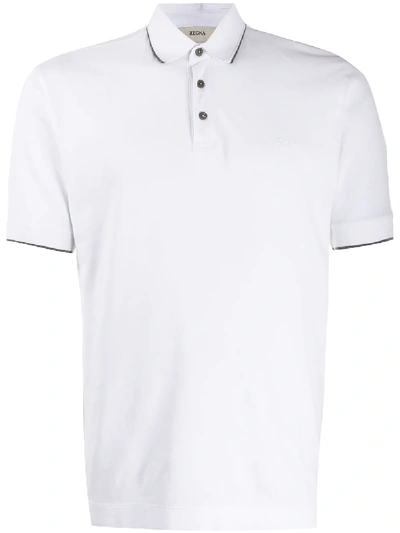 Shop Z Zegna Contrast Trim Polo Shirt In White