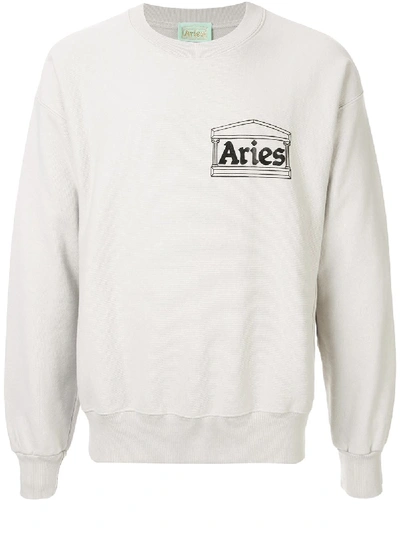 Shop Aries Logo Long-sleeve Sweatshirt In Grey