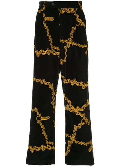 Shop Aries Chain Print Wide-leg Trousers In Black