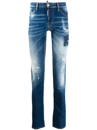 Shop Dsquared2 Distressed Slim-fit Jeans In Blue