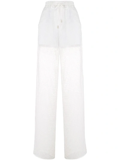 Shop Maison Margiela Straight-leg Mesh Track Pants In White