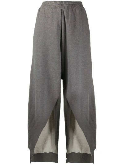 Shop Mm6 Maison Margiela Slit Wide-leg Trousers In Grey