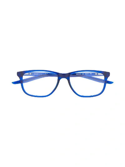 Shop Nike Round Framed Glasses In Blue