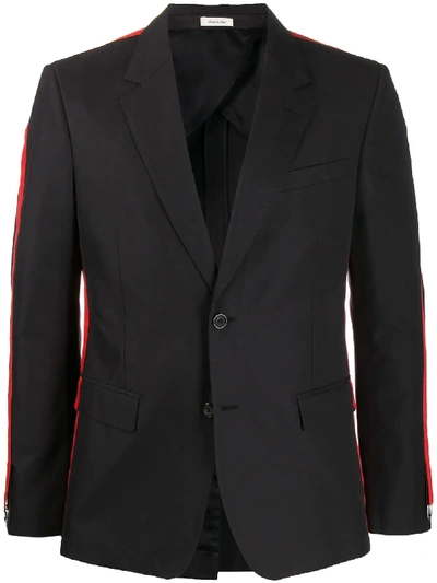 Shop Alexander Mcqueen Side-stripe Blazer In Black