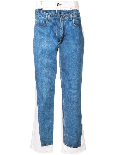 Shop Andrea Crews Jeans-print Slim-fit Jeans In Blue