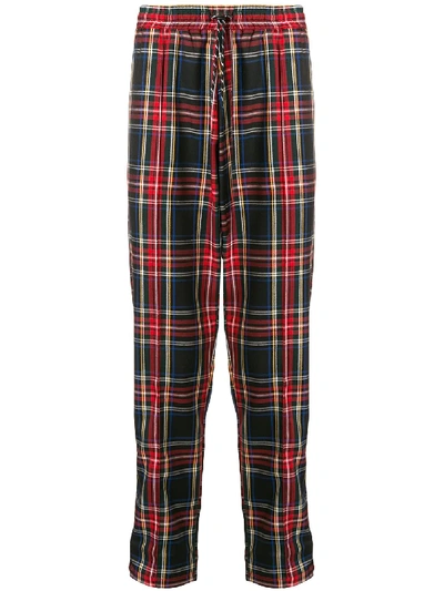 Shop Andrea Crews Logo Check Drawstring Trousers In Red