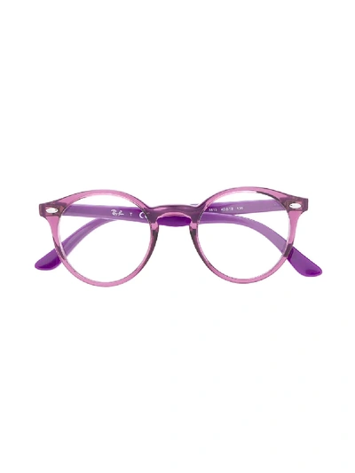Shop Ray-ban Junior Round Framed Glasses In Purple