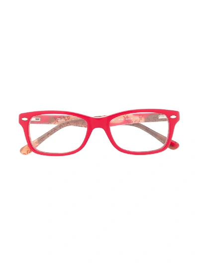 Shop Ray-ban Junior Square Shaped Glasses In Red