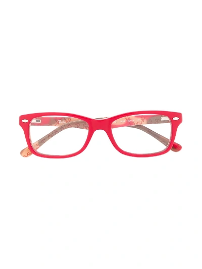 Ray-ban Junior Square Shaped Glasses In Red
