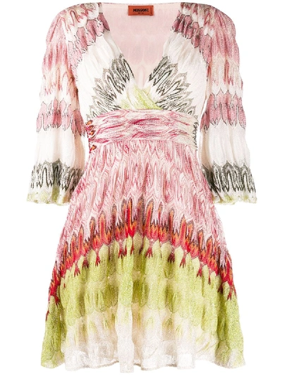 Shop Missoni Abstract-print Gathered Dress In Red