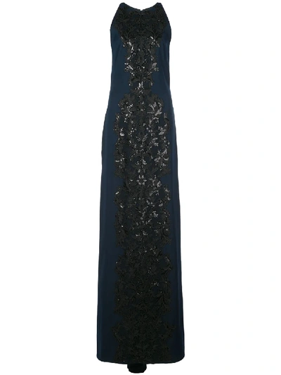 Shop Tadashi Shoji Rizal Sleeveless Gown In Blue