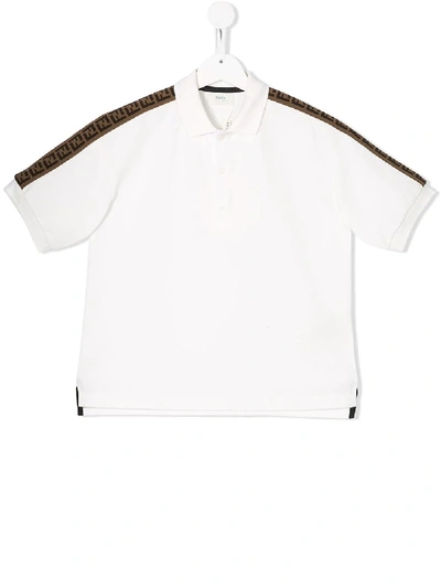 Shop Fendi Ff Motif Tape Detail Polo Shirt In White