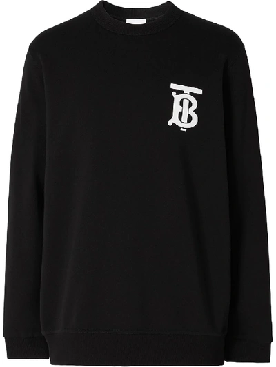 Shop Burberry Monogram Motif Crew Neck Sweatshirt In Black