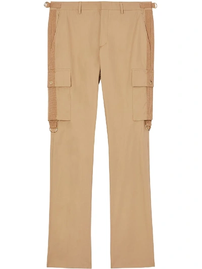 Shop Burberry Twill Cargo Trousers In Neutrals