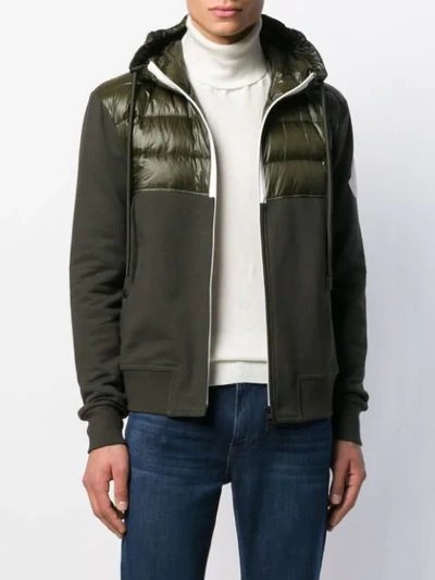 Shop Moncler Padded Panel Track Jacket In Green