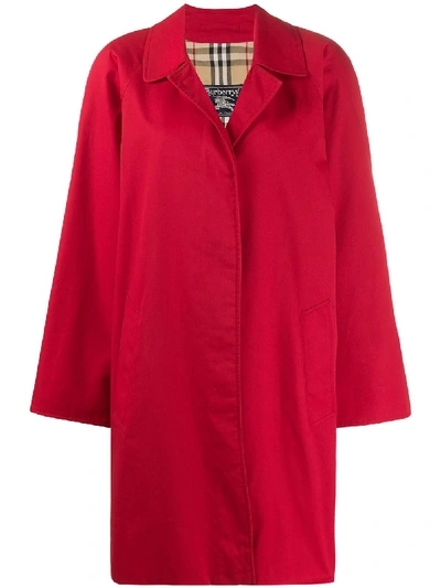 Shop Burberry 1980s Cutaway Collar Coat In Red