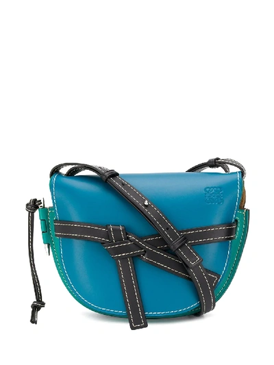 Shop Loewe Gate Colour Block Shoulder Bag In Blue