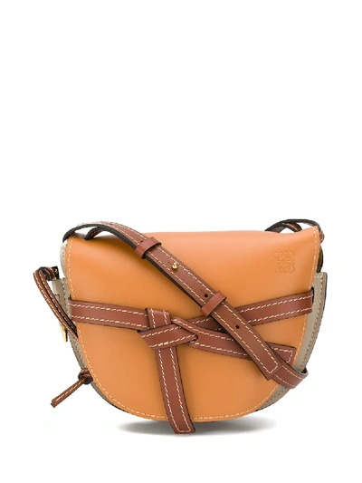 Shop Loewe Gate Colour Block Shoulder Bag In Brown