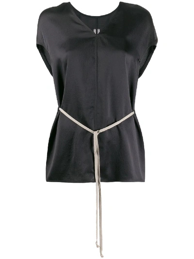 Shop Rick Owens Drawstring-waist V-neck Blouse In Black