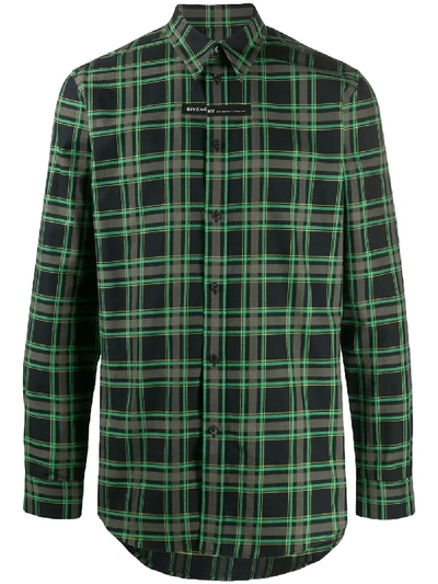 Shop Givenchy Checked Shirt In Green