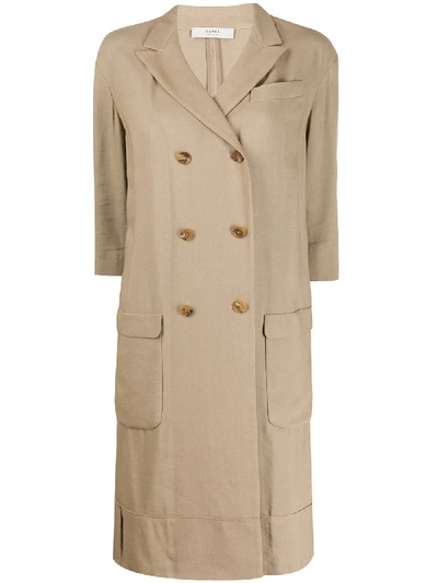 Pre-owned Prada 1990s Double Breasted Midi Coat In Neutrals