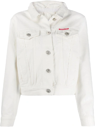 Shop Pushbutton Slim-fit Denim Jacket In White