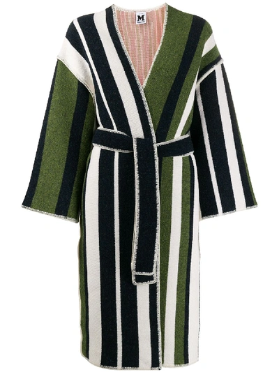 Shop M Missoni Striped Knit Cardi-coat In Green