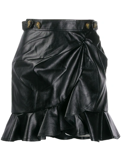 Shop Self-portrait Asymmetric Skirt In Black