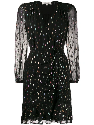 Shop Diane Von Furstenberg Lilian Sheer Metallic Dress In Black