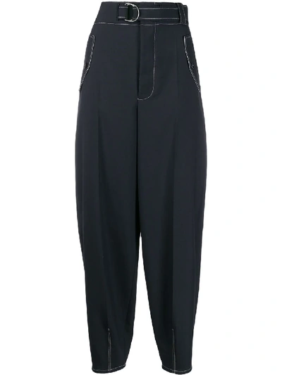Shop Marni Loose-fit Tapered Trousers In Blue