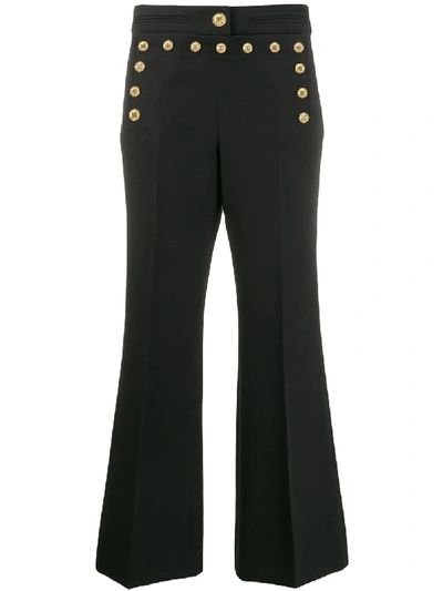 Shop Givenchy Studded Flare Trousers In Black